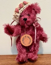 Goose Creek  Gloria Franks Plum Mohair Jointed 9.5"  Teddy Bear Signed