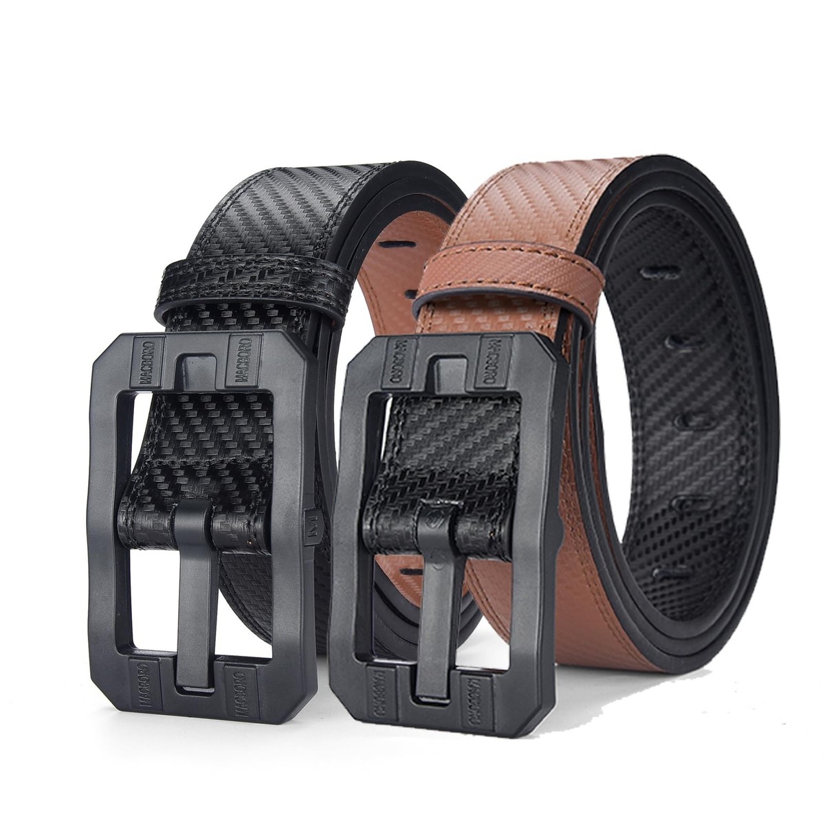 Big Buckle Reversible Leather Belt | TSA Approved, Hypoallergenic