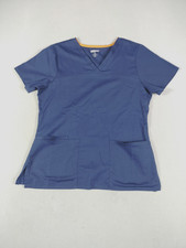 ScrubStar Scrub Top Womens Small Indigo Blue V Neck Pockets Medical SSL07808T