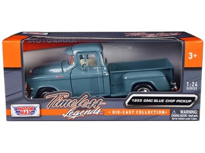 1955 GMC Blue Chip Pickup Truck Diecast Model Car 1/24 Light Blue Motormax
