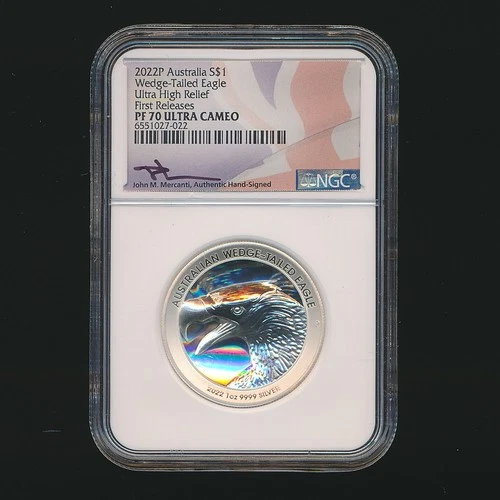 2022-P AUSTRALIA SILVER $1 WEDGE-TAILED EAGLE ~ ULTRA HIGH RELIEF ~ NGC PF70 UC