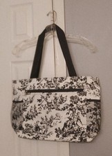 NWOT Black & White Rustic Toile Canvas Zipped...