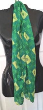 St Patrick's 4 Leaf Clover Scarf Green Checkered Good Luck 11" X 60" New