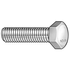 Class 10.9, M18-2.50 Hex Head Cap Screw, Zinc Yellow Steel, 60 Mm L, 10 Pk,