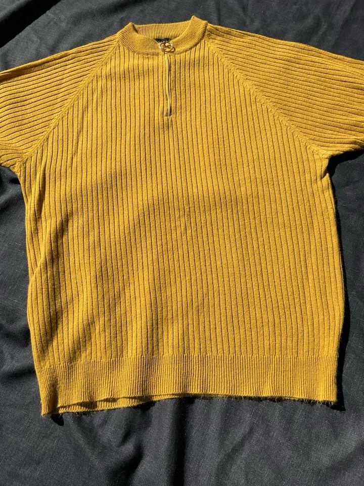 Suéter Acanalado Vintage BARDONI Manga Corta Cuarto Cremallera XL Foto 3 de 4