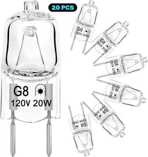 20 Pcs G8 Base JCD Type Light Bulb 120V 20W 20WATT Range Hood & More Replacement