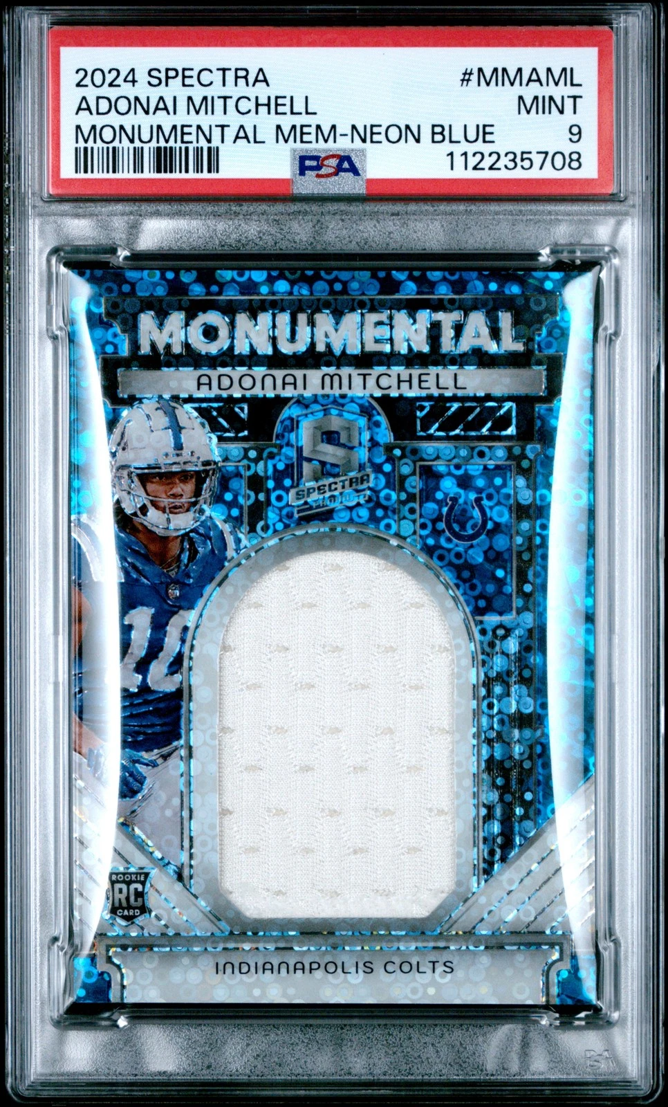Adonai Mitchell Panini Spectra Monumental Memorabilia #MMAML Neon Blue