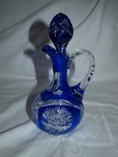 Bleikristall Glaskaraffe Kobalt Blau mit Glasstopfen Karaffe Likörkaraffe 20cm