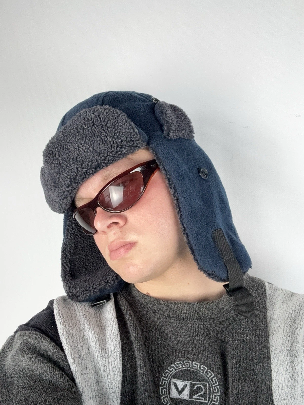 Y2K Vintage Fuzzy Hat Mohair knit Ushanka Fleece Y2K 90s 00s