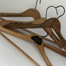 Lot of 4 Vtg wooden advertising hangers Western Hills Hotel St. Lukes/237g