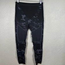 Nooyme Compression Cycling Thermal Leggings Bamboo Spandex Black Camo Women's XL