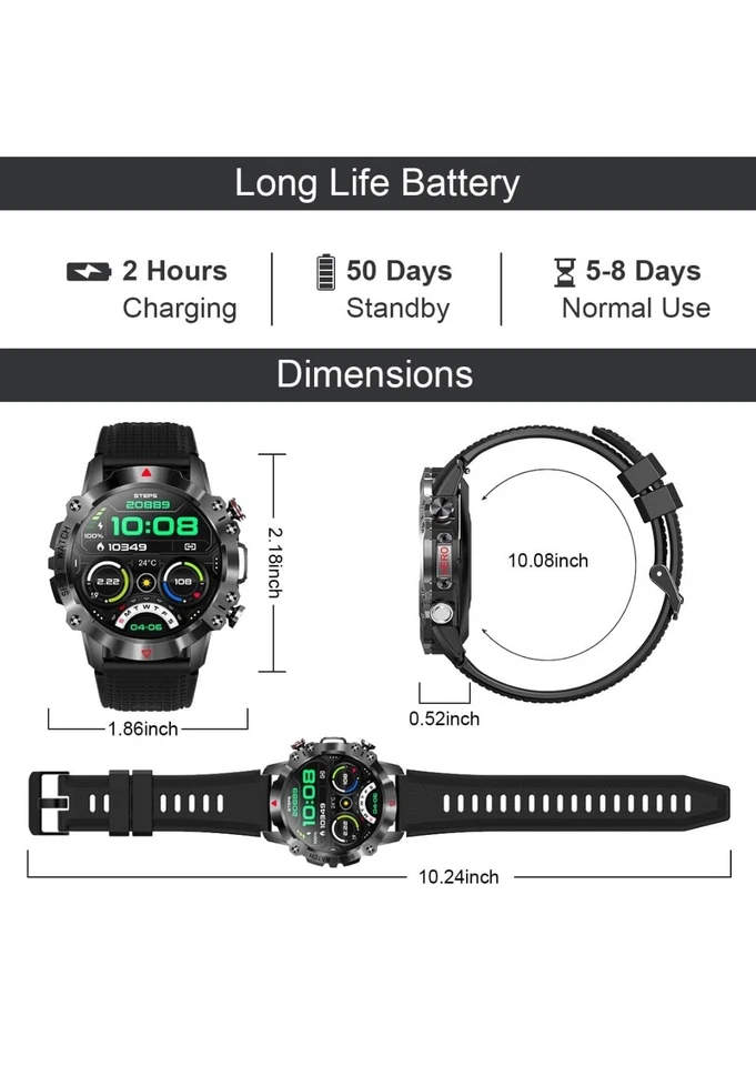 Watch for Men Women, Fitness Tracker, 1.39" IPS Screen Watch for Android/iOS - Image 2 of 4