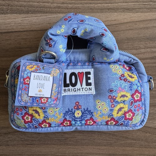 Brighton Bandana Love Crossbody Bag & Strap Blue Floral Multi NEW WITH TAGS
