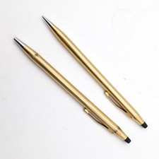 Vtg CROSS Mechanical Pencil Ballpoint Pen Set 1/20 12K Gold Filled USA