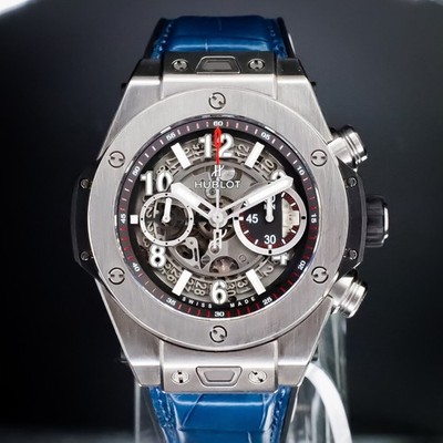 Hublot Big Bang Unico 45mm Titanium 411.NX.1170.RX Full Set Blue Gator Strap