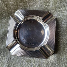 Sterling Silver Mappin & Webb Engine Turned Ashtray Vintage Sheffield circa 1935