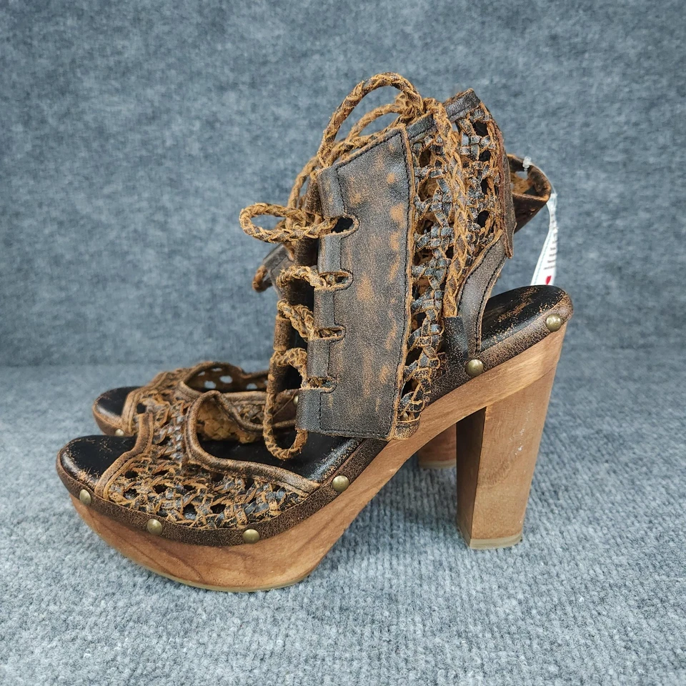 Sbicca Vintage Sandals Womens Size 10 Distressed Heels Shoes Wooden Strappy NWT - Image 4 of 4