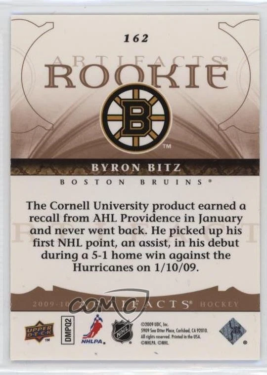 2009-10 Upper Deck Artifacts Rookie /999 Byron Bitz #162 Rookie RC - Image 2 of 2