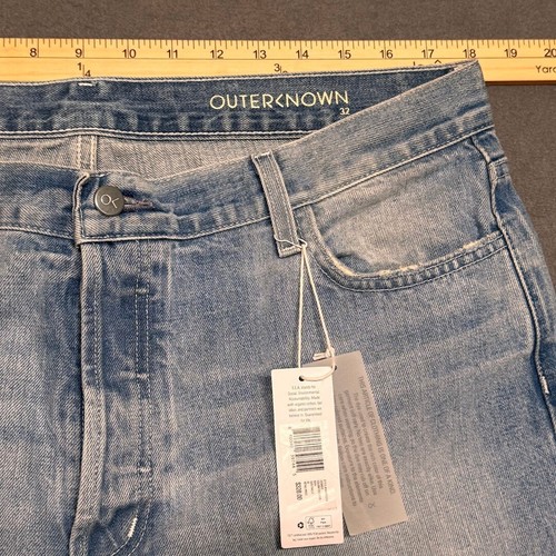 $328 NUOVO OUTERKNOWN Jeans Donna 32 Slim Selvedge Organico (36X28) Bottone Fly - Foto 18 di 24