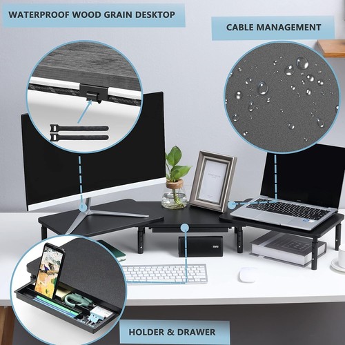 ETHU Dual Monitor Stand ,Double Monitor Riser for PC,Computer, Laptop and Printe - Photo 7/7