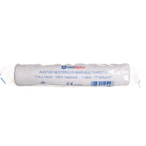 AMEDIPLUS Non-Sterile Gauze Mull Bandage 7 m x 14 cm 100% Cotton Woven Edges - Image 3 of 4