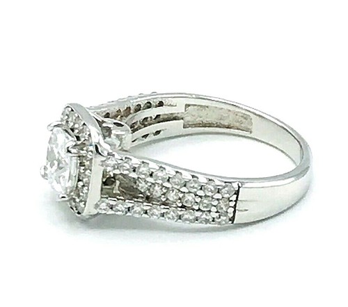 Sterling Silver 925 EG Cushion Halo CZ Engagement Ring Size 6 - Picture 10 of 12