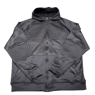 CSG Mens Retro Black Long Sleeve Full Length Zip Up Fleece Lined Sweatshirt 2XL