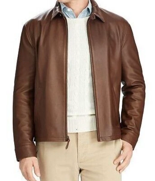 Polo Ralph Lauren Men's Leather Jacket XL Bison Brown $698 E0206