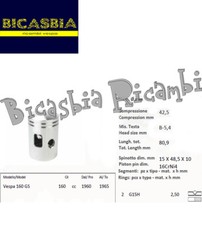 10040 - PISTONE CON SEGMENTI DM 58,8 PER CILINDRO VESPA GS 160 1960 - 1965