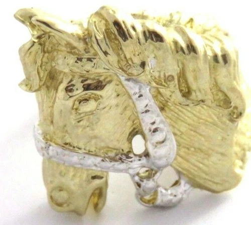 HORSE HEAD WITH BRIDAL RING,  14K YELLOW GOLD,  SIZE 10