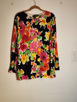 Ralph Loren Floral Design Light Knit Sweater Sz 2XL  XXL Soft Festive 