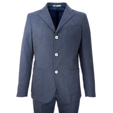 Manuel Ritz Two-Piece Fleece Wool Suit IT 58 Heather Navy Blue