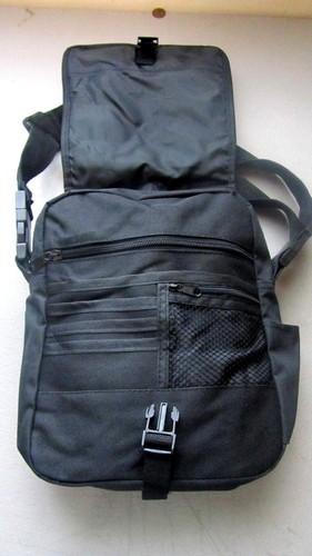 UNISEX CROSSBODY/MESSENGER BAG- BLACK- ORGANIZER-ADJUSTABLE-CANVAS-FREE SHIP-USA - Picture 2 of 4
