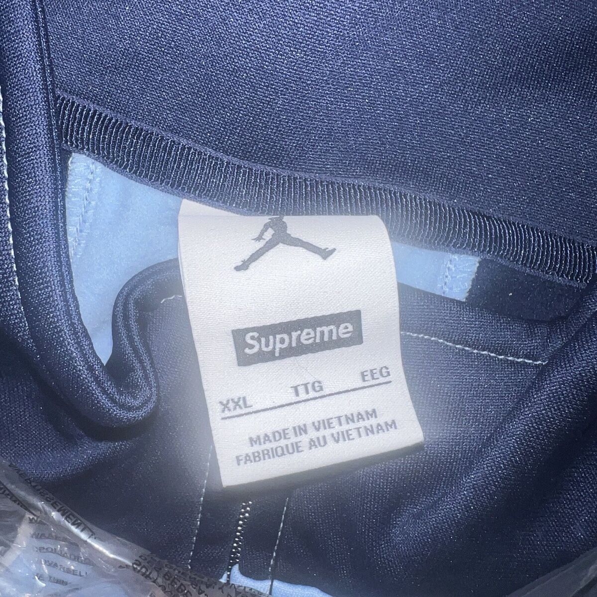 In-Hand Supreme Jordan Tricot Track Jacket Light Blue Size In-Hand Supreme Jordan Tricot Track Jacket Light Blue Size