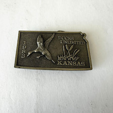 Vintage 1983 Ducks Unlimited Kansas Belt Buckle Canada Goose Limited Ed 104/1000