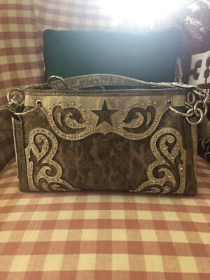 BLAZIN ROXX Western Purse Shoulder Bag Tan/Brown/Bronze Mix