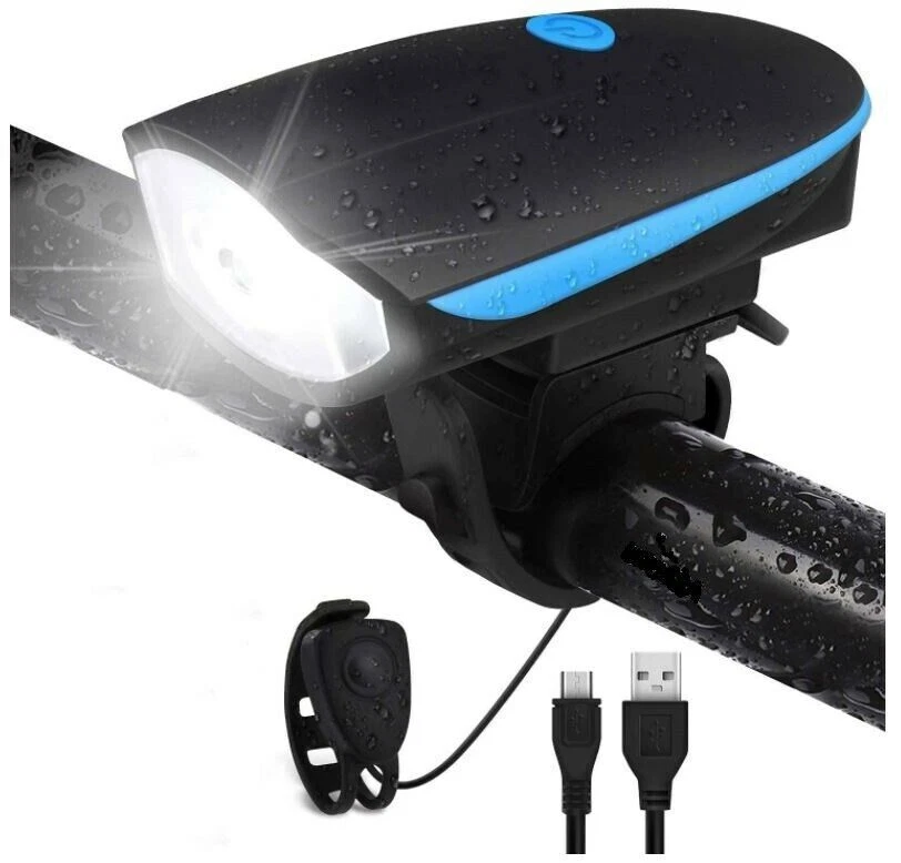 2 In 1 Waterproof Bicycle Light Bell Horn USB Rechargeable Bike