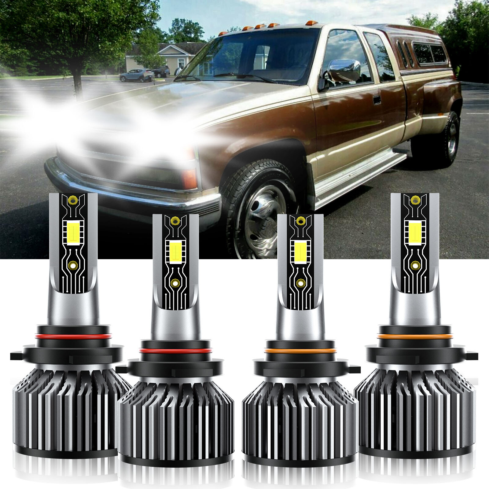 For Chevrolet C3500 1990-2000 LED Headlight High Low Bulbs 9005 9006 Kit 6500K