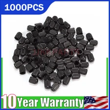 1000X Black Plastic Car Tire Rim Valve Tire Stems Wheel Tyre Air Caps Dust Cover