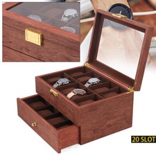 20 Slots Rosewood Watch Display Case Tray Jewelry Storage Box Organizer Box Gift