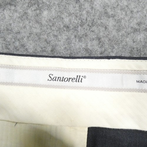 Santorelli Pants Mens 40 Pleated Front Dress Slacks Med Blue Wool Italy - Picture 13 of 18