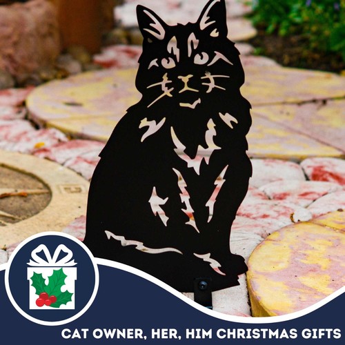 Cat Silhouette Home Decoration Statue Metal Art Garden Ornament Gifts Her Woman - Foto 16 di 48