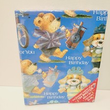 Vtg Teddy Bears Golfing Biking Happy Birthday Cover Picture Photo Storage Album