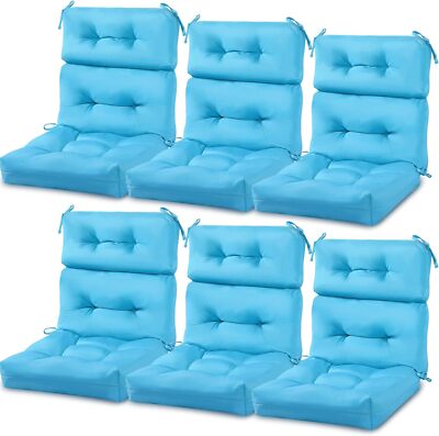 Mixweer 6 Pack Outdoor/Indoor High Back Chair Cushion Waterproof Sky Blue 