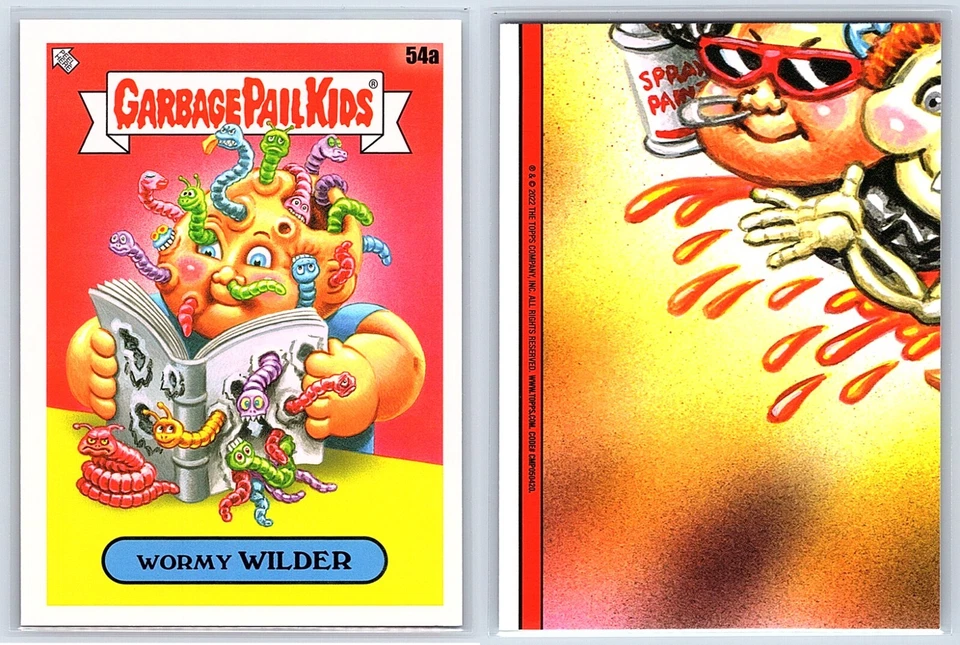 Garbage Pail Kids 2-Card Set Book Worms Wormy Wilder 54a & Bookworm Brent 54b - Image 2 of 3