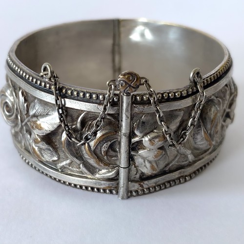 Vintage 1930s Silver Metal Art Deco Bracelet, Fabon Fse Paris - Picture 7 of 23