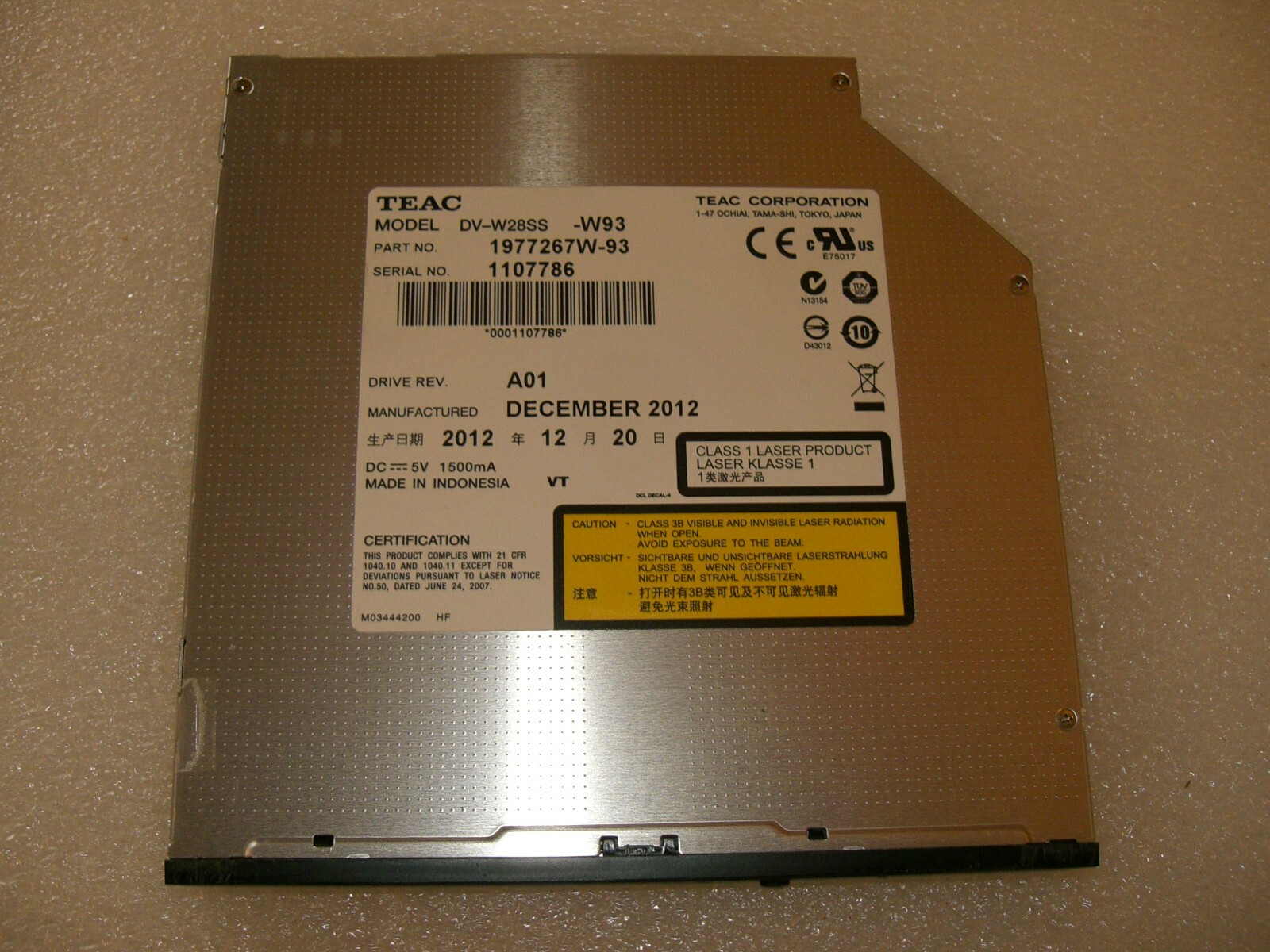 Teac Slim DVDROM DVW28SS Slotin SATA für Notebook & Server eBay