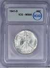 1941-D Walking Liberty Half Dollar 50c ICG MS66