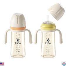 Piifur 10oz No-Spill Sippy Cups for Toddlers 1-3 - 2-Pack with Easy-Grip Handles