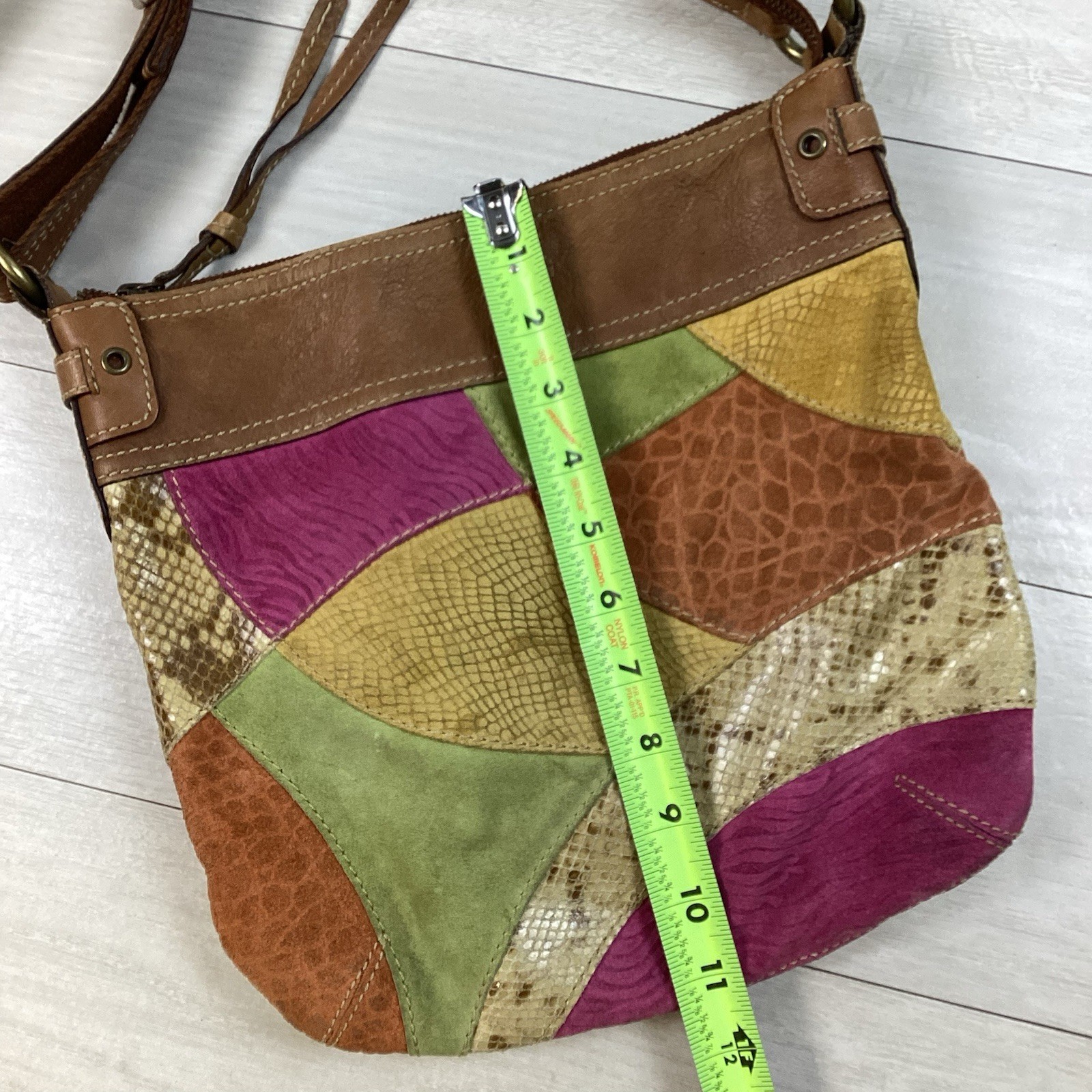 FOSSIL Leather Suede Lyla Patchwork Crossbody Sho… - image 8